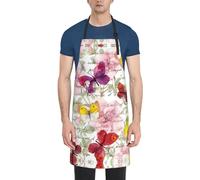 DUWAA Tablier de nettoyage imperméable et réglable avec poches, imprimé papillon, tabliers de cuisine, jardinage pour femme