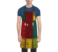 DUWAA Tablier de nettoyage imperméable et réglable avec poches, style africain, patchwork 1 imprimé, tablier de cuisine pour femme