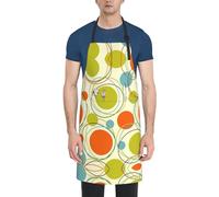 DUWAA Tablier de nettoyage réglable imperméable avec poches, imprimé abstrait rétro, coloré, tabliers de cuisine, jardinage pour femmes