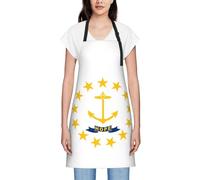 DUWAA Tabliers de cuisine réglables imperméables et imperméables avec motif drapeau de l'État du Rhode Island pour cuisinier et jardiner