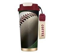 DUWAA Tasse à café isotherme en acier inoxydable avec dentelle de baseball, impression « Close Up1 » pour homme et femme