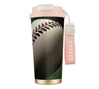 DUWAA Tasse à café isotherme en acier inoxydable avec dentelle de baseball, impression « Close Up1 » pour homme et femme