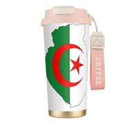 DUWAA Tasse à café isotherme en acier inoxydable avec drapeau de l'Algérie pour homme et femme