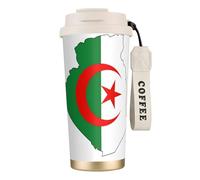 DUWAA Tasse à café isotherme en acier inoxydable avec drapeau de l'Algérie pour homme et femme