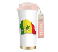 DUWAA Tasse à café isotherme en acier inoxydable avec drapeau du Sénégal pour homme et femme