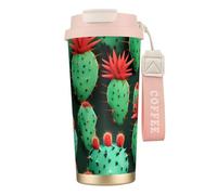 DUWAA Tasse à café isotherme en acier inoxydable avec impression artistique de nombreux petits cactus, tasse à café pour homme et femme