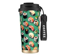 DUWAA Tasse à café isotherme en acier inoxydable avec impression de sushis, tasse de camping, gobelet à café pour homme et femme