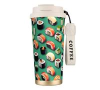 DUWAA Tasse à café isotherme en acier inoxydable avec impression de sushis, tasse de camping, gobelet à café pour homme et femme