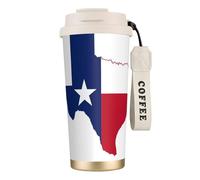 DUWAA Tasse à café isotherme en acier inoxydable avec imprimé carte du drapeau du Texas, tasse de camping, gobelet à café pour homme et femme