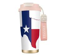 DUWAA Tasse à café isotherme en acier inoxydable avec imprimé carte du drapeau du Texas, tasse de camping, gobelet à café pour homme et femme