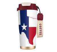 DUWAA Tasse à café isotherme en acier inoxydable avec imprimé carte du drapeau du Texas, tasse de camping, gobelet à café pour homme et femme