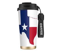 DUWAA Tasse à café isotherme en acier inoxydable avec imprimé carte du drapeau du Texas, tasse de camping, gobelet à café pour homme et femme