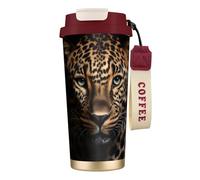 DUWAA Tasse à café isotherme en acier inoxydable avec imprimé léopard pour homme et femme