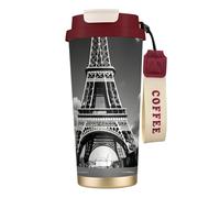 DUWAA Tasse à café isotherme en acier inoxydable avec imprimé Paris Tour Eiffel et nuage pour homme et femme