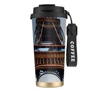 DUWAA Tasse à café isotherme en acier inoxydable avec imprimé Tour Eiffel Paris pour homme et femme