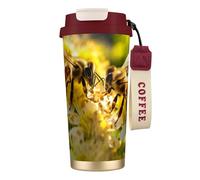 DUWAA Tasse à café isotherme en acier inoxydable avec motif abeille et abeille pour homme et femme