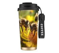 DUWAA Tasse à café isotherme en acier inoxydable avec motif abeille Honeybee1 pour homme et femme