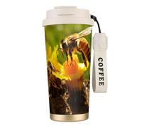 DUWAA Tasse à café isotherme en acier inoxydable avec motif abeille, tasse de camping, gobelet à café pour homme et femme