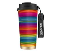 DUWAA Tasse à café isotherme en acier inoxydable avec motif arc-en-ciel pour homme et femme