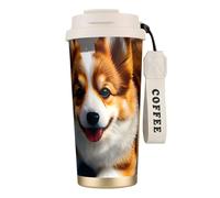 DUWAA Tasse à café isotherme en acier inoxydable avec motif corgi Butt marron pour homme et femme