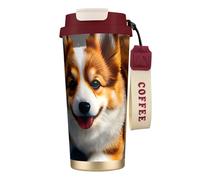DUWAA Tasse à café isotherme en acier inoxydable avec motif corgi Butt marron pour homme et femme
