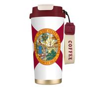 DUWAA Tasse à café isotherme en acier inoxydable avec motif drapeau de la Floride pour homme et femme