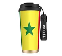 DUWAA Tasse à café isotherme en acier inoxydable avec motif drapeau du Sénégal pour homme et femme