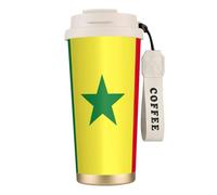 DUWAA Tasse à café isotherme en acier inoxydable avec motif drapeau du Sénégal pour homme et femme