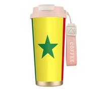 DUWAA Tasse à café isotherme en acier inoxydable avec motif drapeau du Sénégal pour homme et femme