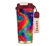 DUWAA Tasse à café isotherme en acier inoxydable avec motif imprimé tie-dye coloré pour homme et femme