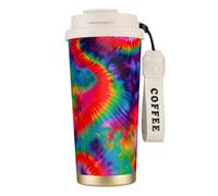 DUWAA Tasse à café isotherme en acier inoxydable avec motif imprimé tie-dye coloré pour homme et femme