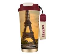 DUWAA Tasse à café isotherme en acier inoxydable avec motif Tour Eiffel Paris Automne pour homme et femme