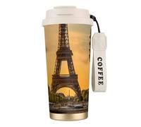 DUWAA Tasse à café isotherme en acier inoxydable avec motif Tour Eiffel Paris Automne pour homme et femme