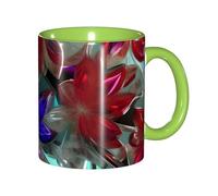 DUWAA Tasse en céramique avec boîte cadeau Motif fleurs en verre teinté 6 couleurs