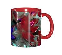 DUWAA Tasse en céramique avec boîte cadeau Motif fleurs en verre teinté 6 couleurs
