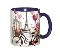 DUWAA Tasse en céramique avec inscription Love Paris Tower Coffee Wine Perfume Bicycle Heart Print With Gift Box, Beautiful Coffee Milk Gift For Holiday Birthday Gift Coffee Milk 6 Color