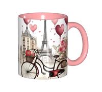 DUWAA Tasse en céramique avec inscription Love Paris Tower Coffee Wine Perfume Bicycle Heart Print With Gift Box, Beautiful Coffee Milk Gift For Holiday Birthday Gift Coffee Milk 6 Color