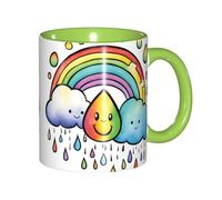DUWAA Tasse en céramique avec motif gouttes de pluie et nuages arc-en-ciel avec boîte cadeau, belles tasses à café pour les vacances, cadeau d'anniversaire, café, lait, 6 couleurs