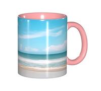 DUWAA Tasse en céramique imprimée « Beautiful View Of The Sea1 » avec boîte cadeau, belles tasses à café pour les vacances, cadeau d'anniversaire, café, lait, 6 couleurs