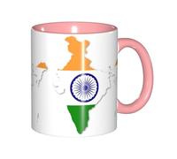 DUWAA Tasse en céramique imprimée carte de l'Inde avec coffret cadeau, belles tasses à café pour les vacances, anniversaire, café, lait, 6 couleurs