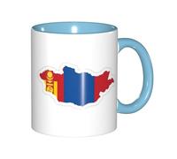 DUWAA Tasse en céramique imprimée carte du drapeau mongol avec boîte cadeau, belles tasses à café pour les vacances, cadeau d'anniversaire, café, lait, 6 couleurs