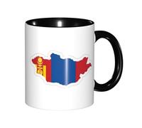 DUWAA Tasse en céramique imprimée carte du drapeau mongol avec boîte cadeau, belles tasses à café pour les vacances, cadeau d'anniversaire, café, lait, 6 couleurs
