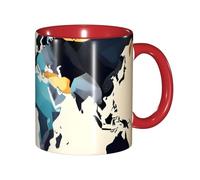 DUWAA Tasse en céramique imprimée carte du monde abstraite avec boîte cadeau, belles tasses à café pour vacances, anniversaire, café, lait, 6 couleurs