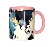 DUWAA Tasse en céramique imprimée carte du monde abstraite avec boîte cadeau, belles tasses à café pour vacances, anniversaire, café, lait, 6 couleurs