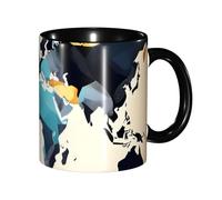 DUWAA Tasse en céramique imprimée carte du monde abstraite avec boîte cadeau, belles tasses à café pour vacances, anniversaire, café, lait, 6 couleurs
