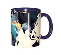 DUWAA Tasse en céramique imprimée carte du monde abstraite avec boîte cadeau, belles tasses à café pour vacances, anniversaire, café, lait, 6 couleurs