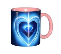 DUWAA Tasse en céramique imprimée cœur bleu layette avec boîte cadeau, belles tasses à café pour vacances, anniversaire, café, lait, 6 couleurs