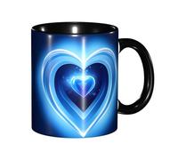 DUWAA Tasse en céramique imprimée cœur bleu layette avec boîte cadeau, belles tasses à café pour vacances, anniversaire, café, lait, 6 couleurs