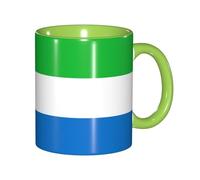 DUWAA Tasse en céramique imprimée drapeau de la Sierra Leone avec boîte cadeau, belles tasses à café pour vacances, anniversaire, café, lait, 6 couleurs