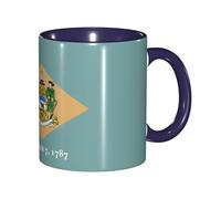 DUWAA Tasse en céramique imprimée drapeau du Delaware avec boîte cadeau, belles tasses à café pour vacances, anniversaire, café, lait, 6 couleurs